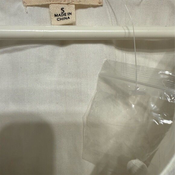 Just Me Dress Womens Size S White Eyelet Ruffle Tiered Mini Button Front - Picture 3 of 4